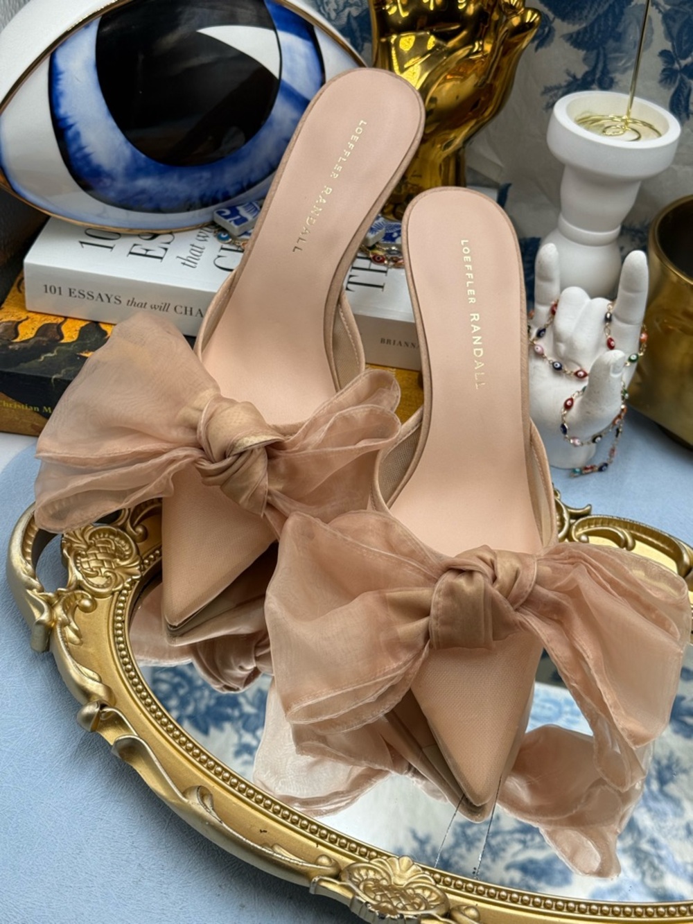 🆕 LOEFFLER RANDALL 🧿 NWOB Margot Bow Mule, Nude Organza Mesh - Sz 7 - Picture 8 of 15